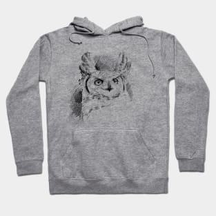 Great Horned Owl Art Sketch Pattern Hoodie